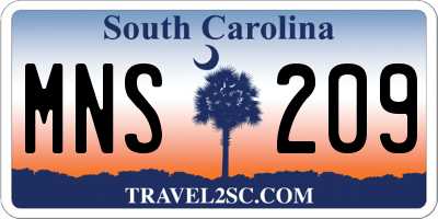 SC license plate MNS209