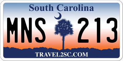 SC license plate MNS213