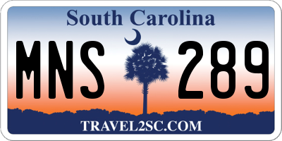 SC license plate MNS289