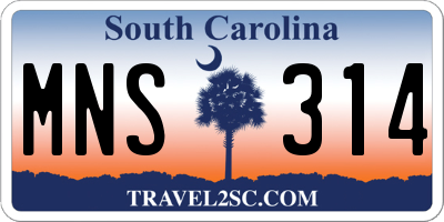 SC license plate MNS314