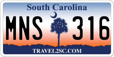 SC license plate MNS316