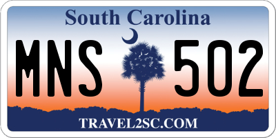 SC license plate MNS502