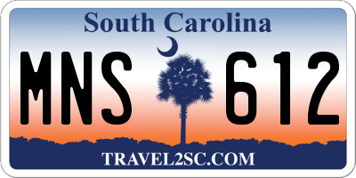 SC license plate MNS612