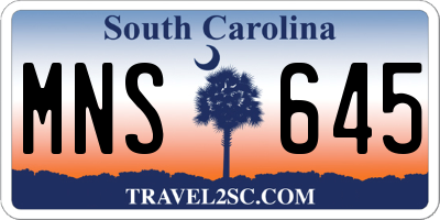SC license plate MNS645