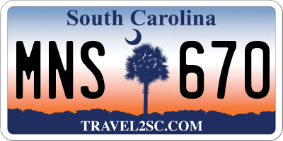 SC license plate MNS670