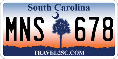 SC license plate MNS678