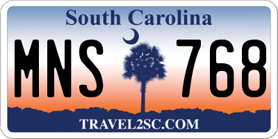 SC license plate MNS768