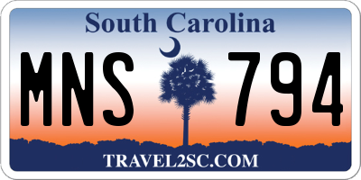 SC license plate MNS794
