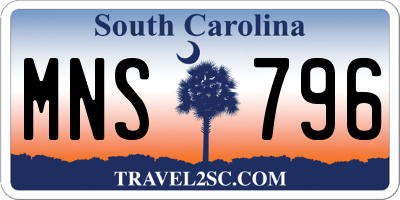SC license plate MNS796
