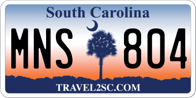 SC license plate MNS804