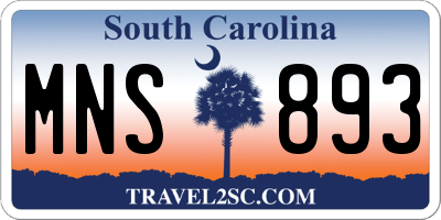 SC license plate MNS893