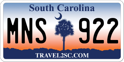 SC license plate MNS922