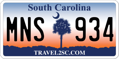 SC license plate MNS934