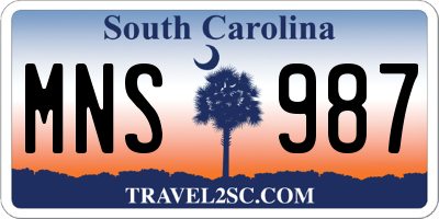 SC license plate MNS987