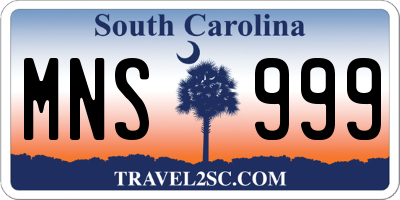 SC license plate MNS999