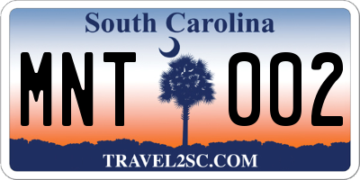 SC license plate MNT002