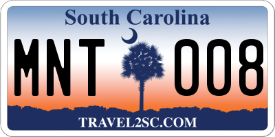 SC license plate MNT008