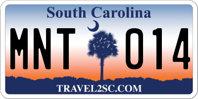 SC license plate MNT014