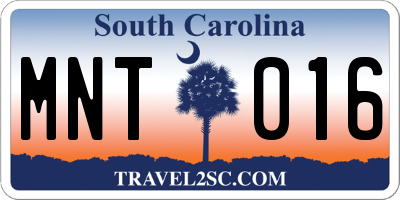SC license plate MNT016