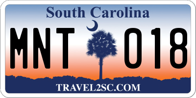 SC license plate MNT018