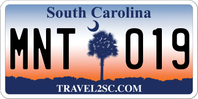 SC license plate MNT019