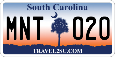 SC license plate MNT020