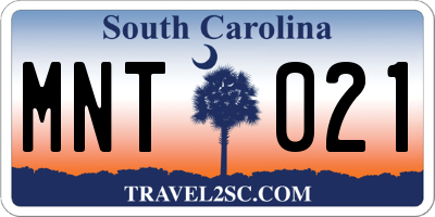 SC license plate MNT021