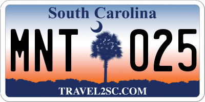 SC license plate MNT025
