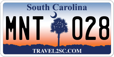 SC license plate MNT028