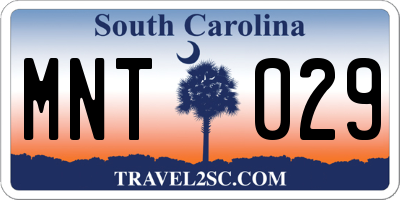 SC license plate MNT029
