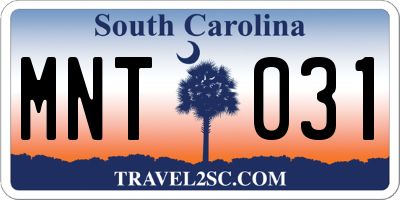 SC license plate MNT031