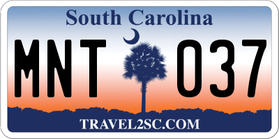 SC license plate MNT037