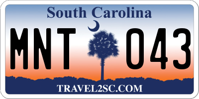 SC license plate MNT043