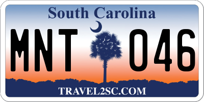 SC license plate MNT046