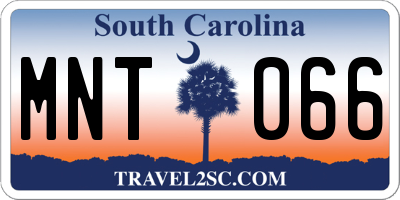 SC license plate MNT066