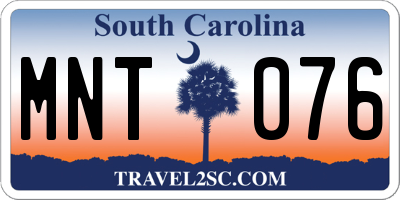 SC license plate MNT076