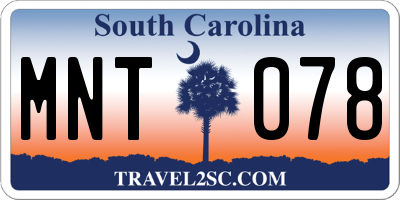 SC license plate MNT078