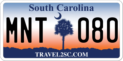 SC license plate MNT080