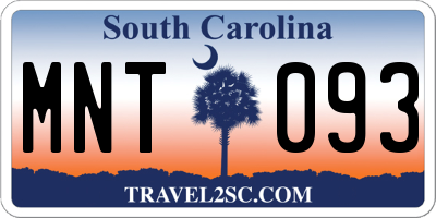 SC license plate MNT093