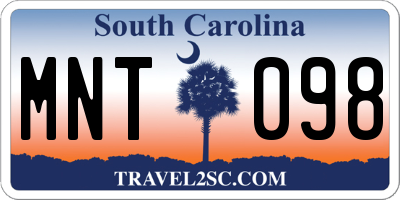 SC license plate MNT098