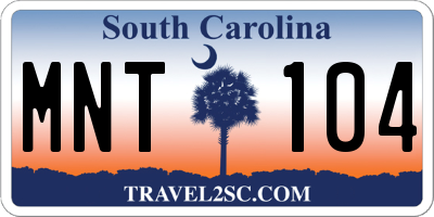 SC license plate MNT104