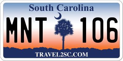 SC license plate MNT106