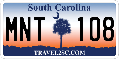 SC license plate MNT108