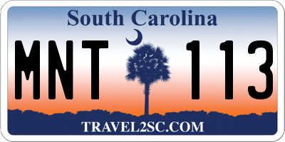 SC license plate MNT113