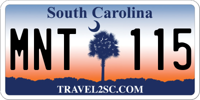 SC license plate MNT115