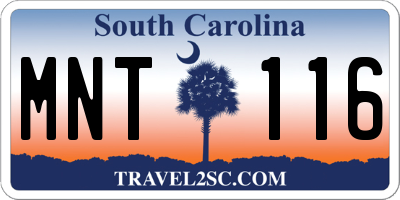 SC license plate MNT116
