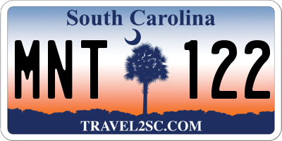 SC license plate MNT122