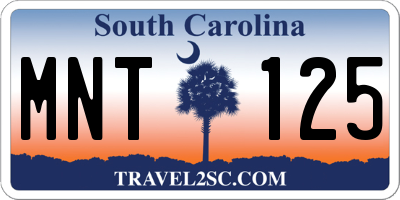 SC license plate MNT125