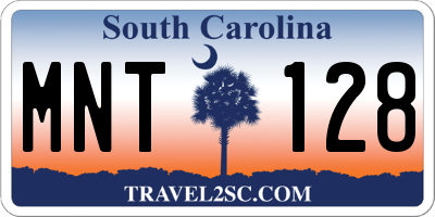 SC license plate MNT128