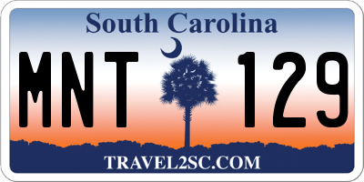SC license plate MNT129